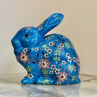 Деко фигура - Порцеланов заек на цветя (син), снимка 5 - Декорация за дома - 39370408