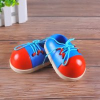 Монтсори дървена играчка връзване на обувка, снимка 1 - Образователни игри - 39793557