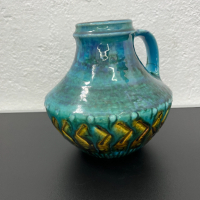 Западногерманска керамична ваза с емайл. №5233, снимка 1 - Антикварни и старинни предмети - 44823346