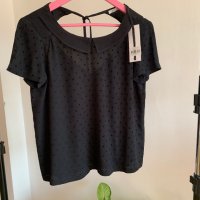 Нова черна блуза размер S, снимка 2 - Тениски - 41328743