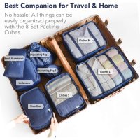  Органайзери за багаж - Комплект от 8 броя, органайзери за куфар за дрехи и козметика, снимка 3 - Органайзери - 42384736