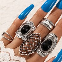 Дамски моден комплект бижута от 5 пръстена, 3модела - 023, снимка 2 - Пръстени - 41059513