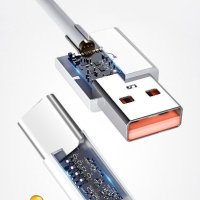 Супер Бърз заряден кабел 120 W 10 A USB Type C бързо зареждане за зарядно за Xiaomi Samsung Huawei H, снимка 7 - Резервни части за телефони - 42338784