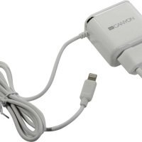 Зарядно Canyon с вграден кабел за Iphone и USB порт CNE-CHA043WS, снимка 1 - Оригинални зарядни - 41292002
