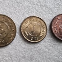 Гвиана. Южна Америка. 1, 5 цента и  1 долар.  3 бройки., снимка 1 - Нумизматика и бонистика - 42457779
