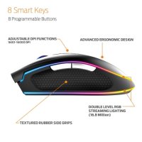 Мишка Геймърска Оптична USB Gamdias Zeus P2 Черна, 16000DPI 8Btns RGB Gaming mouse, снимка 3 - Клавиатури и мишки - 35781518