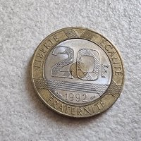 Монета. Франция . 20 франка . 1992 година., снимка 1 - Нумизматика и бонистика - 42343823
