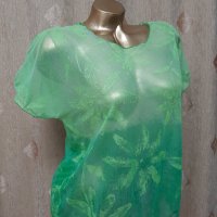 М/ L зелена прозрачна блуза / тениска / с къс ръкав , снимка 1 - Тениски - 40374114