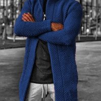 Мъжка плетена жилетка с качулка и дълъг ръкав, 6цвята - 023 , снимка 5 - Други - 42657091