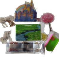 Детски диамантен гоблен-Замъкът на еднорозите-3D-20х20х20см., снимка 1 - Рисуване и оцветяване - 41038380