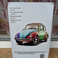 Fолксваген Бийтъл Volkswagen Beetle Кола метална табела класика, снимка 1 - Декорация за дома - 41669735