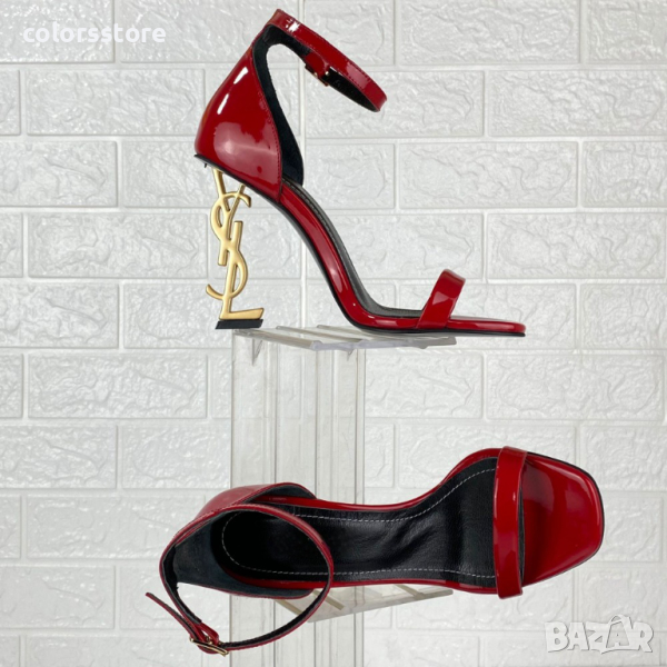 Сандали на ток - червен лак - S-Y, снимка 1