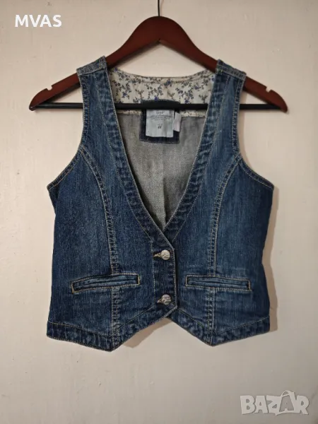 H&m Тъмно синьо дънково елече за момиче, снимка 1