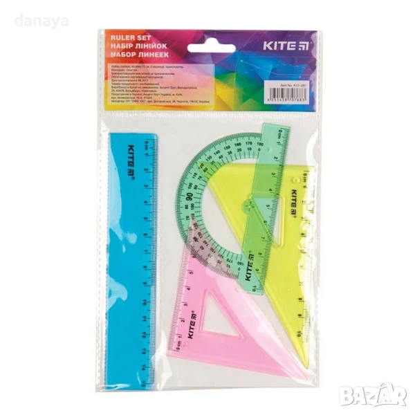 6019 Цветен комплект за чертане Kite, 4 части, снимка 1