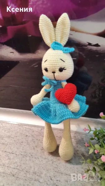 Подаръци за Св. Валентин, Плетена играчка Зайче-балерина, ръчно изработени,прекрасен подарък, снимка 1