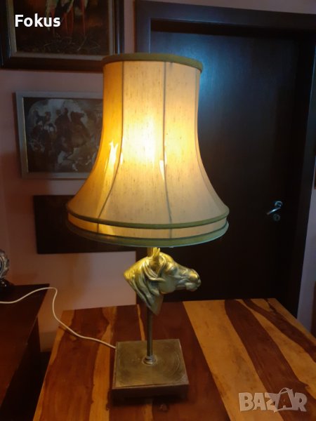 Уникална бронзова лампа кон глава статуетка фигура бронз, снимка 1