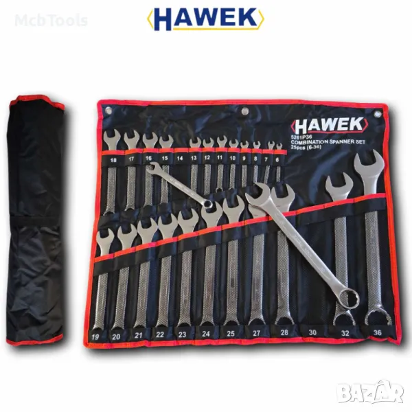 Професионален комплект звездогаечни ключове HAWEK 25части (6-36мм), снимка 1