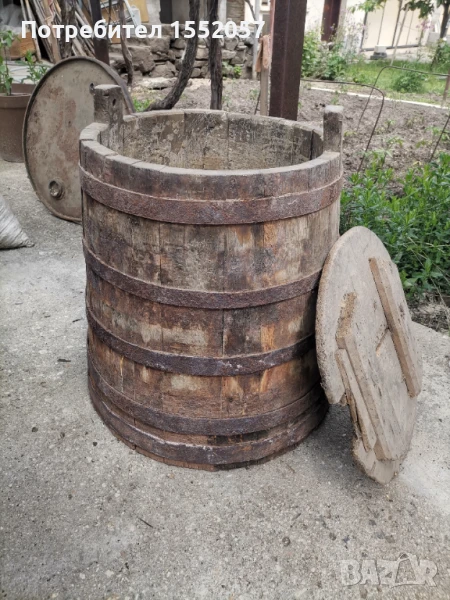Дървена старинна каца , снимка 1