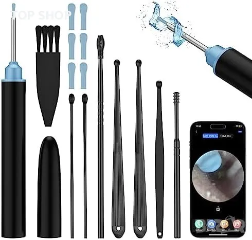 Нова 5MP 360° Камера за Почистване на Уши, IP67, Ултратънка - Черна, снимка 1