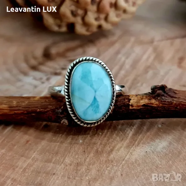 🩵Сребърен пръстен с Ларимар - 5683
, снимка 1