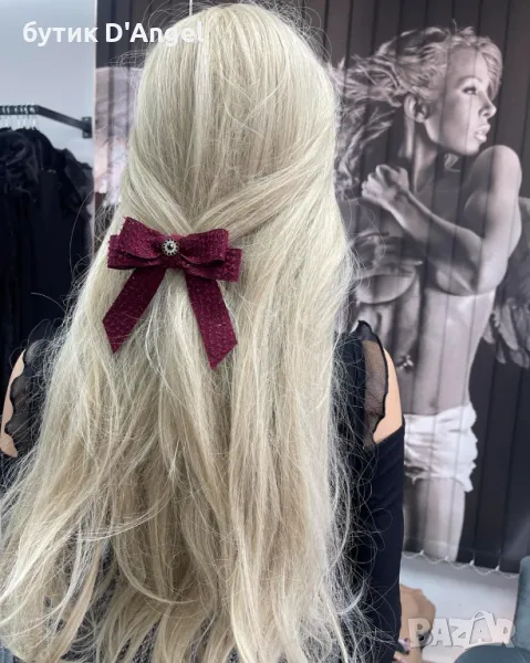 Ръчно изработена шнола от букле в цвят бордо, снимка 1