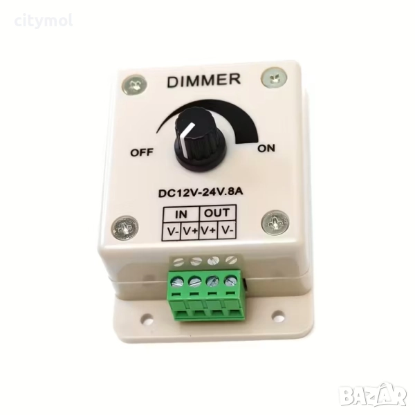 Регулируем димер с потенциометър за LED ленти и др. , DC 12-24V, 8A, снимка 1