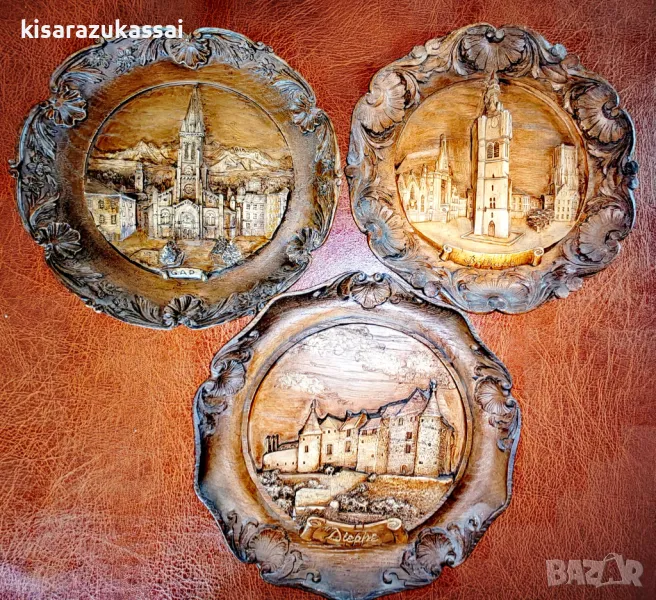 Колекционерски чинии за окачване- Винтидж дърворезба., снимка 1