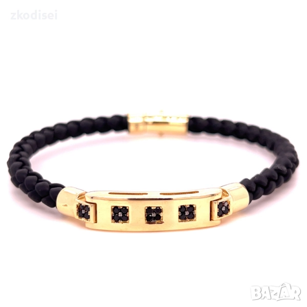 Златна гривна с кожа 8,0гр. 20,0см. 14кр. проба:585 модел:33758-4, снимка 1