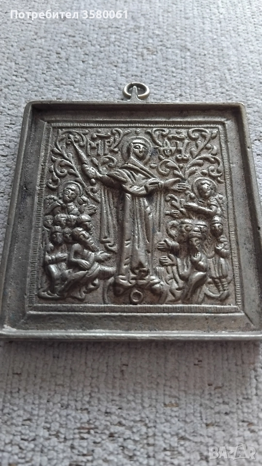 Стара бронзова икона "Радост на всички, които скърбят", снимка 1