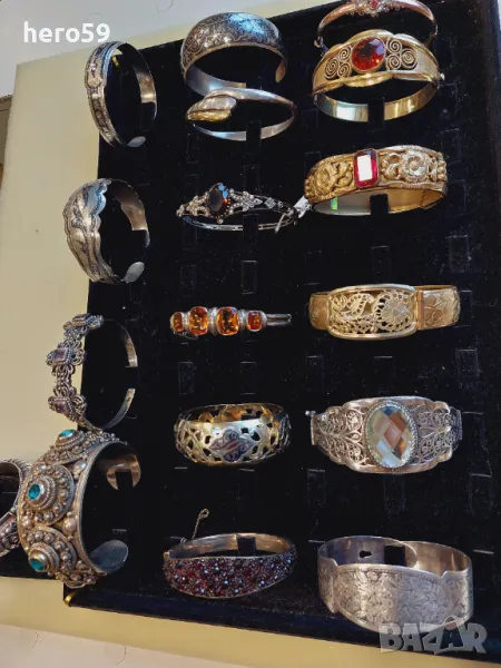 Лот от сребърни и позлатени гривни-гривна сребро 875,ниело, снимка 1