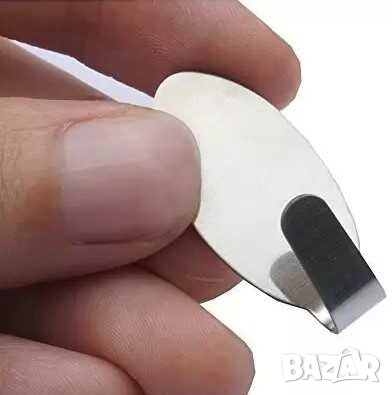 Комплект мини самозалепващи се закачалки, 15x3 см, Метални, 4 бр, снимка 1