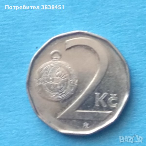 2 чешских крон 2007г отлично сост. , снимка 1