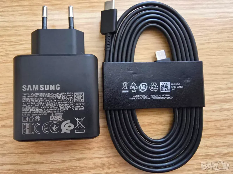Samsung 45w Super Fast 2.0 зарядно + 1.8м кабел - 100% оригинално НОВО, снимка 1