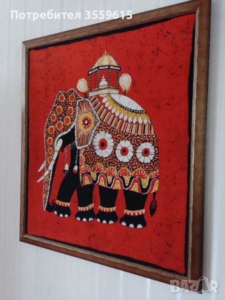 картина Слон от Шри Ланка 94 см х 82 см , снимка 1