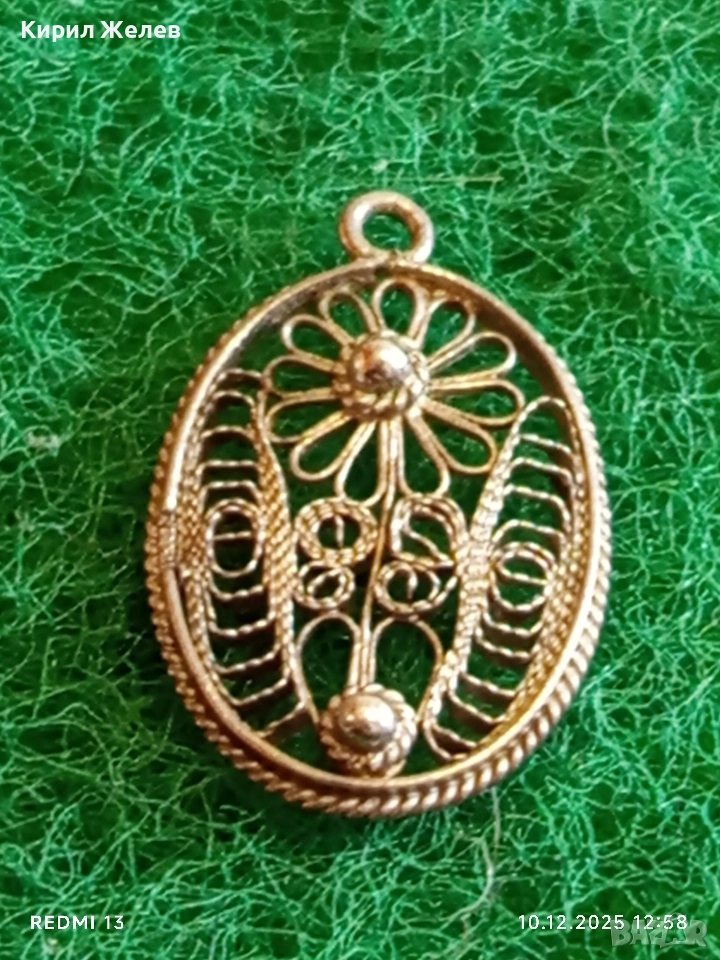 Старинна висулка от филигранно сребро с флорален мотив 42333, снимка 1