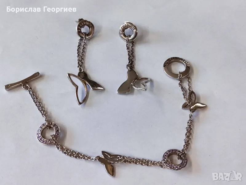 Сребърен комплект гривна с обеци Nuove Gioie, снимка 1