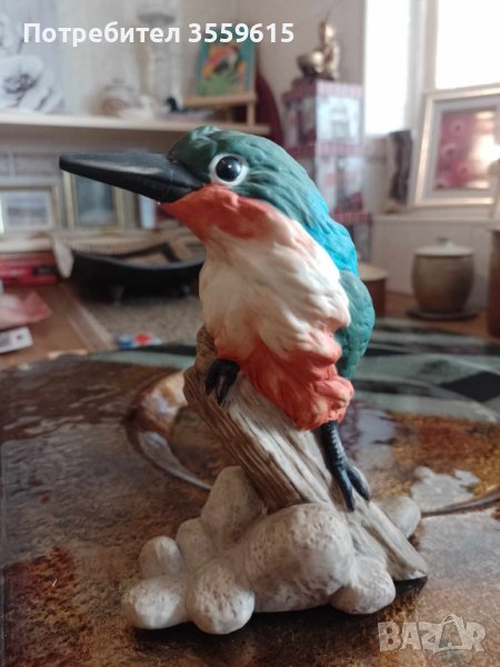 порцеланова статуетка на птица кралско рибарче от Шри Ланка. Височина 20 см., снимка 1