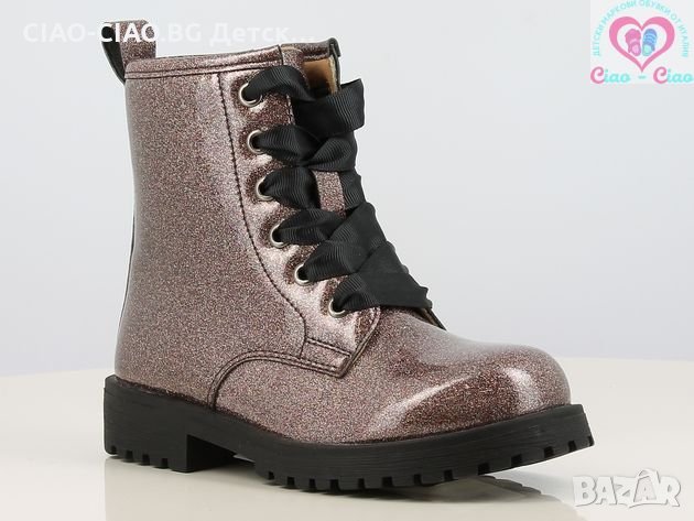 №29, Детски боти за момиче БЕЛА, цвят шоколад с брокат, снимка 1