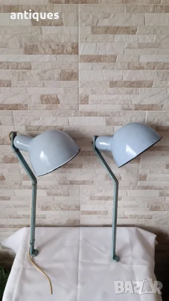 Комплект стари емайлирани лампи за стена или таван - №9.1 - Антика, снимка 1