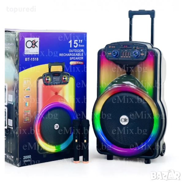 КОМПЛЕКТ ЗА КАРАОКЕ, ТОНКОЛОНА И ДВА БЕЗЖИЧНИ МИКРОФОНА, снимка 1