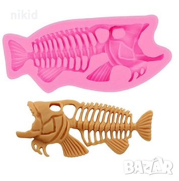 Рибена кост риба силиконов молд форма фондан смола декор , снимка 1