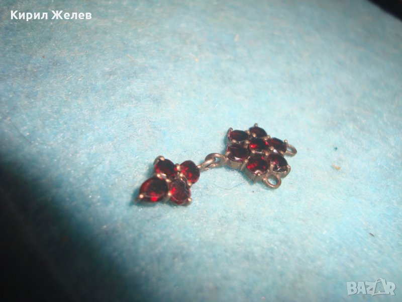 СТАР ДЕБЕЛО ПОЗЛАТЕН или ЗЛАТЕН СКЪПОЦЕНЕН ПЕНДАНТ с ФАСЕТИРАН ГРАНАТ РЕТРО МЕДАЛЬОН УНИКАТ 17638, снимка 1