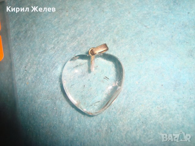 СТАРО КРИСТАЛНО ПОЗЛАТЕНО СЪРЧИЦЕ - ЧИСТ ПЛАНИНСКИ КРИСТАЛ УКРАШЕНИЕ АРТ ДЕКО БИЖУ 27126, снимка 4 - Антикварни и старинни предмети - 35664621