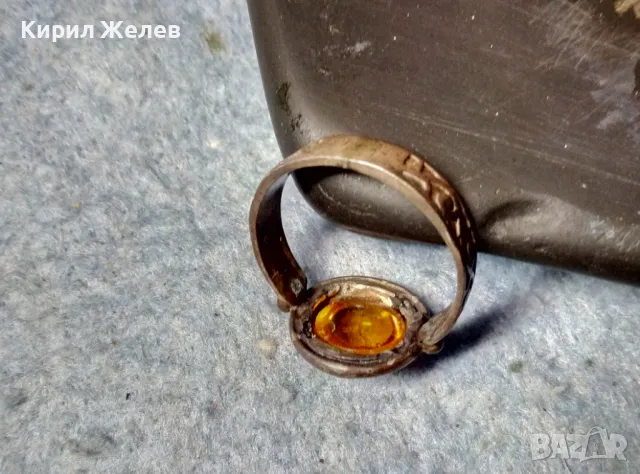 Старинен ОРНАМЕНТИРАН АР НУВО СРЕБЪРЕН ПРЪСТЕН ПАТИНИРАНО СРЕБРО ВИСОКА ПРОБА сШЛИФОВАН ЦИТРИН 49924, снимка 13 - Антикварни и старинни предмети - 49246275