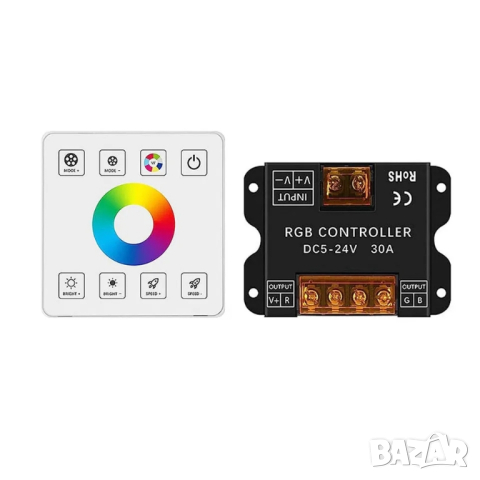 Мощен rgb контролер с тъч панел за управление на лед осветление , снимка 1 - Друга електроника - 44647168