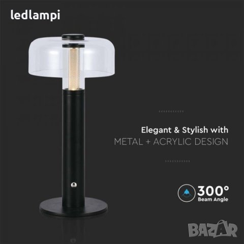 Настолна LED Лампа 1W Димиране Черна Презареждане Топло Бяла Светлина, снимка 4 - Настолни лампи - 41143927