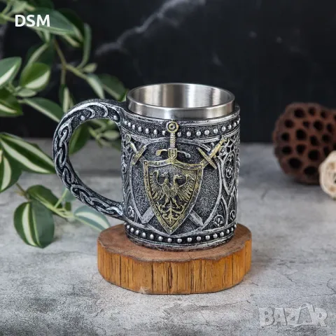 Нова Чаша с Вълк/Дракон/Меч/Рицар Халба с Дръжка, снимка 1