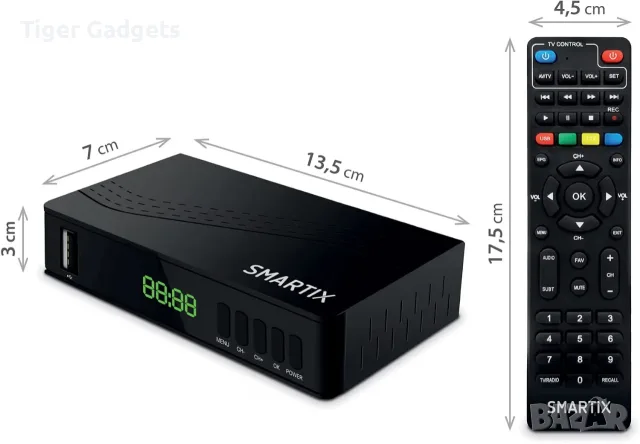 Atlantis SMARTIX DH17 DVB-T2 цифров декодер – HEVC H.265 10bit, MPEG-2/4, H.264, HDMI, SCART, USB, снимка 7 - Приемници и антени - 56079997