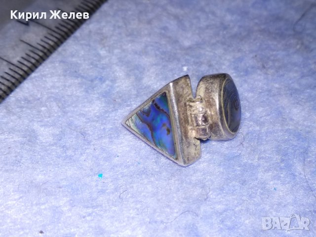 СТАРО СРЕБЪРНО АР ДЕКО БИЖУ АРТ ВИСУЛКА УКРАШЕНИЕ СРЕБРО 925 с ШЛИФОВАН КРАЛСКИ СЕДЕФ 18039, снимка 5 - Антикварни и старинни предмети - 40938202