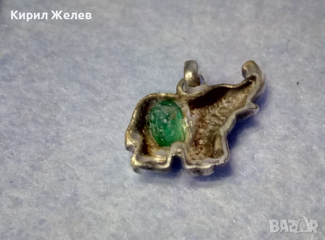 СТАР СКЪПОЦЕНЕН ФИГУРАЛЕН СРЕБЪРЕН ПЕНДАНТ СЛОНЧЕ СРЕБРО ВИСОКА ПРОБА с НАТУРАЛЕН ХРИЗОЛИТ 37437, снимка 9 - Антикварни и старинни предмети - 50542140